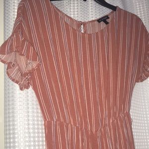 Pink striped romper with flare leg